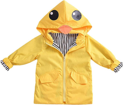 Toddler Baby Boy Girl Duck Rain Jacket Cute Cartoon Yellow Raincoat Hoodie Kids Coat Fall Winter School Outfit