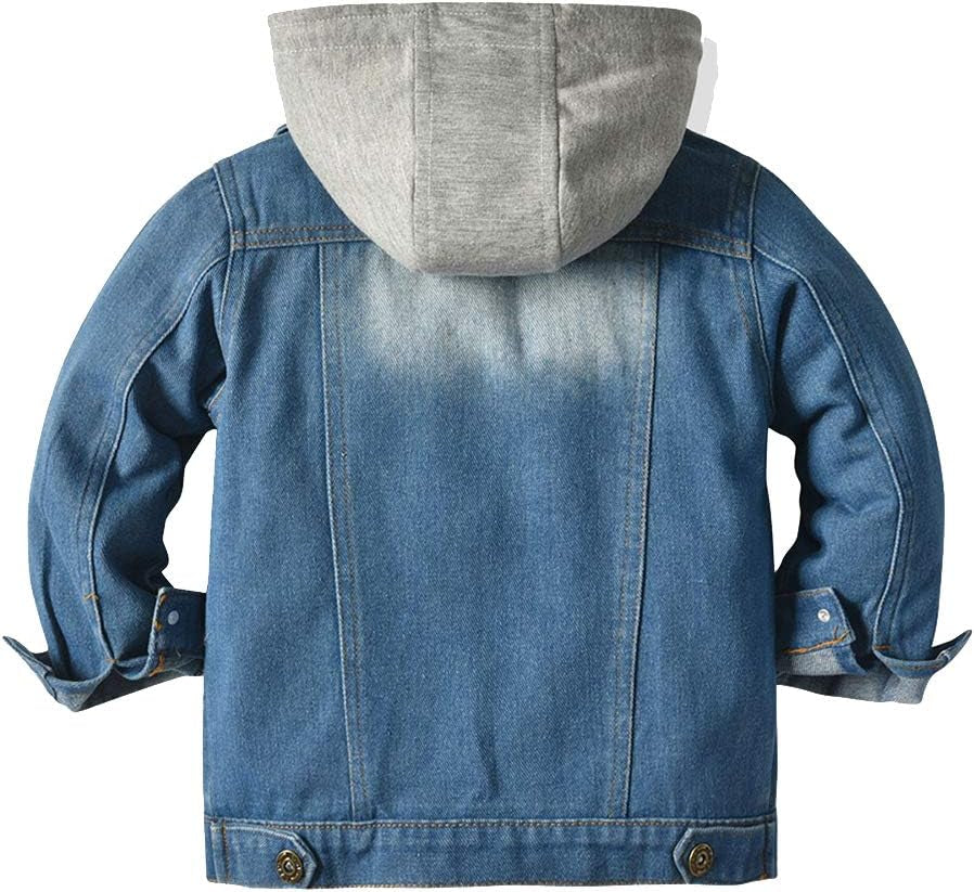 Toddler Kid Baby Boys Girls Denim Jacket Long Sleeve Button down Jeans Coat Cowboy Overcoat Basic Hoodie Casual Outwear