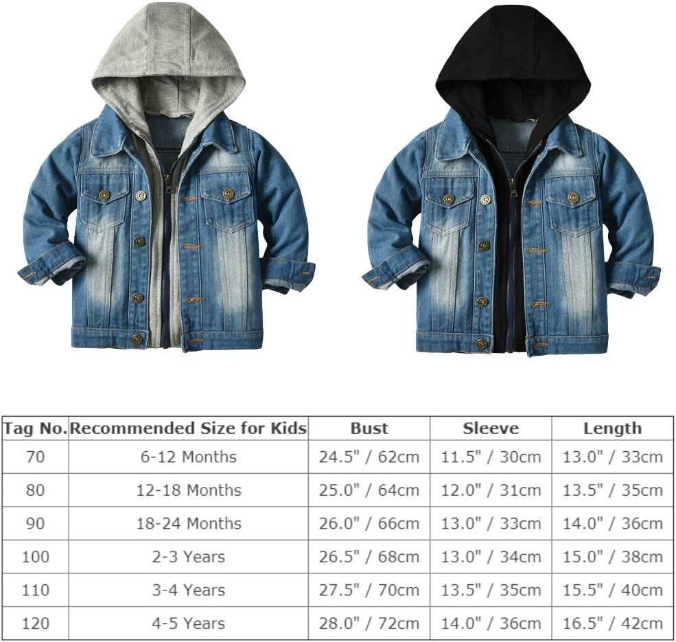 Toddler Kid Baby Boys Girls Denim Jacket Long Sleeve Button down Jeans Coat Cowboy Overcoat Basic Hoodie Casual Outwear