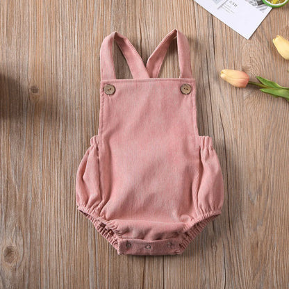 Wholesale Baby Summer Clothing Newborn Infant Baby Boys Girls Romper Corduroy Sleeveless Backless Jumpsuit Outfits 0-24M