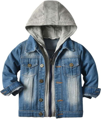 Toddler Kid Baby Boys Girls Denim Jacket Long Sleeve Button down Jeans Coat Cowboy Overcoat Basic Hoodie Casual Outwear