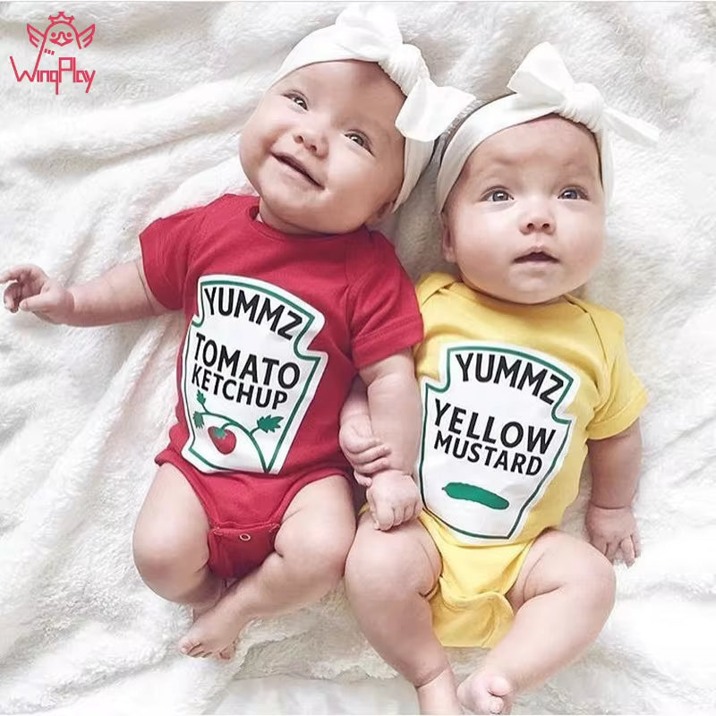 2019 Baby Boys Girls Clothes Summer Baby Bodysuit Short Sleeved Letter Baby Bodysuits One Pieces Cute Babies Twins Clothes #Y