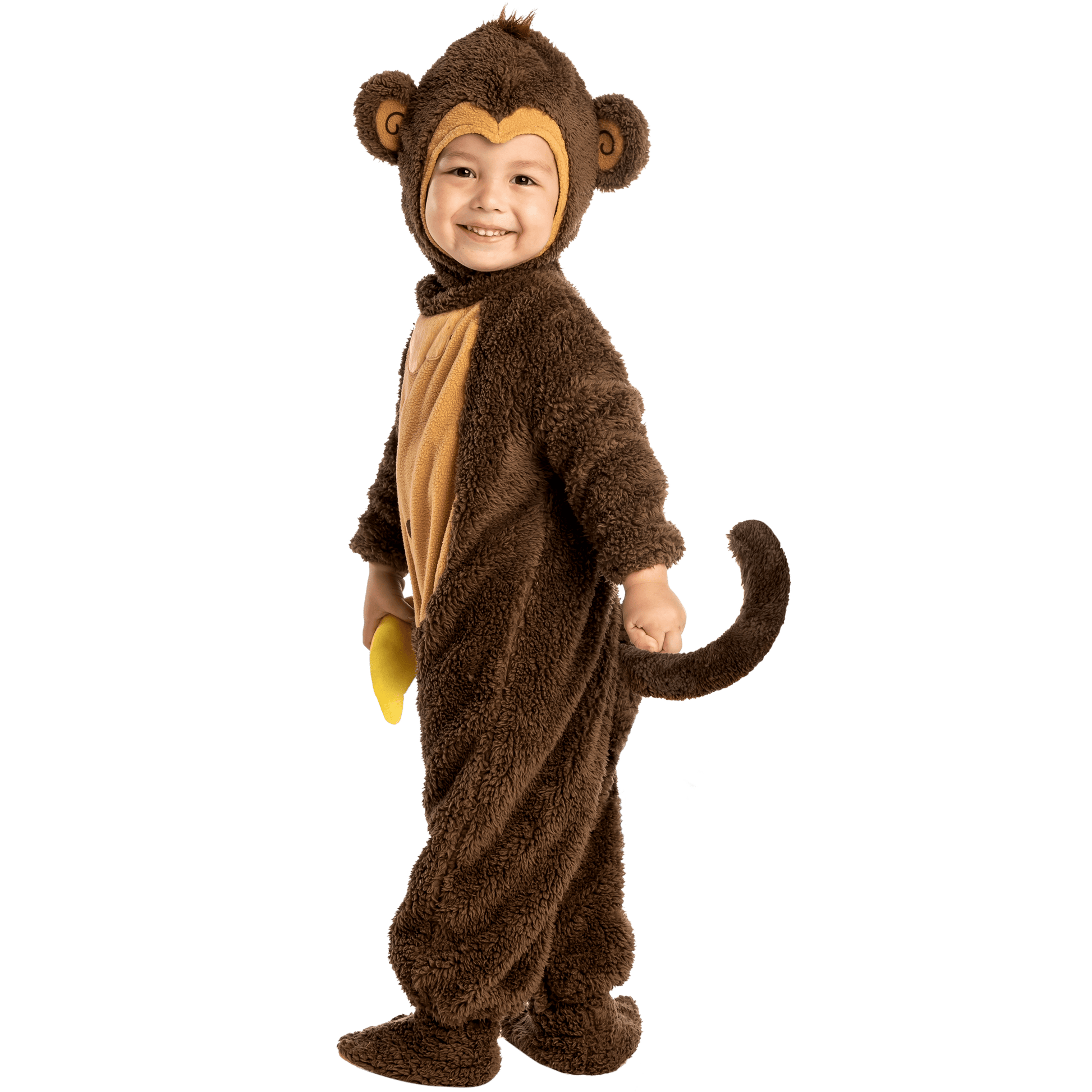 Baby Halloween Costumes, Little Monkey Costume with Toy Banana for Kids Boys Girls Halloween Dress Up, Animal Themed Party Role Playing Cosplay 0-4 Years